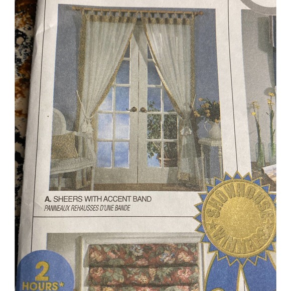 McCalls Home Decor 3088 8211 Sheer Curtain Roll Up Shades Tab Top Drapes Pattern - Picture 2 of 9